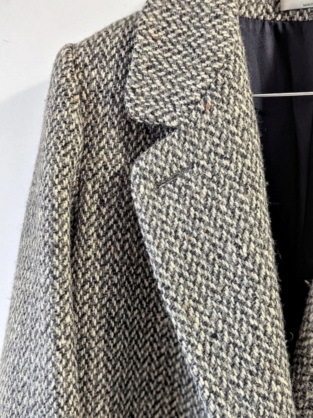 Forecaster of Boston Vintage Tweed Pea Coat Gray Double Breasted Women's Size 10 - Picture 3 of 12